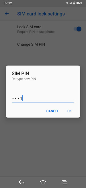 Confirm your new SIM PIN and select OK
