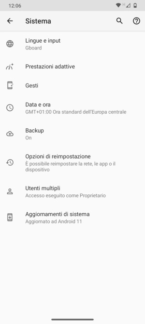 Scorri e seleziona Aggiornamenti di sistema