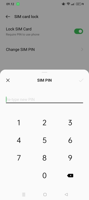 Confirm your new SIM card PIN and select OK