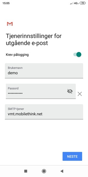 Skriv inn utgående serveradresse