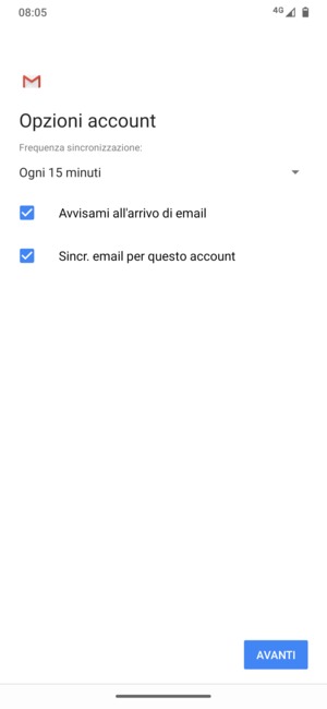 Seleziona AVANTI