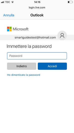 Inserisci il tuo indirizzo password e seleziona Accedi