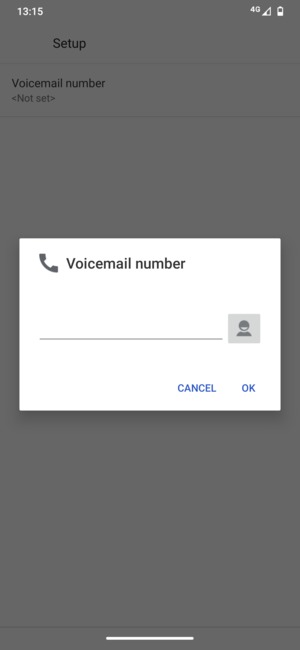 Enter the Voicemail number and select OK