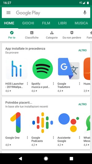 Seleziona la barra di ricerca