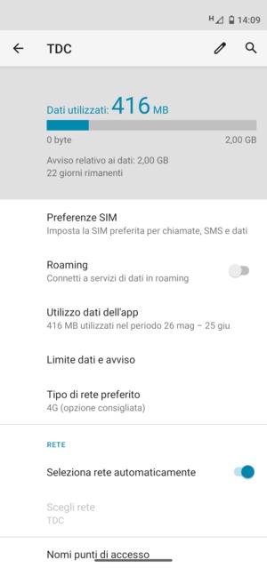 Disattiva Seleziona rete automaticamente