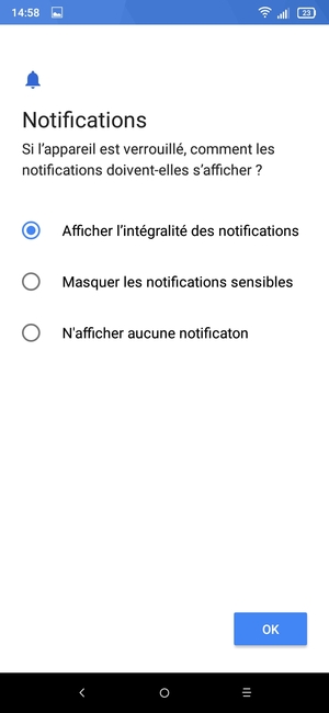 Sélectionnez votre option préférée et sélectionnez OK