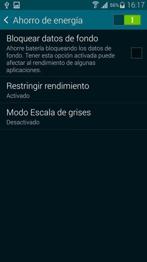 Para habilitar Modo Ultrahorro de energía, vuelva al menú Ahorro de energía