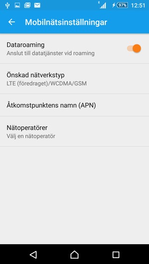 Slå på eller stäng av Dataroaming