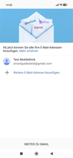 Wählen Sie WEITER ZU GMAIL