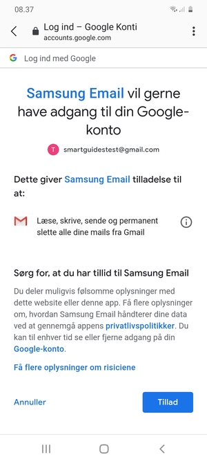 Vælg Tillad