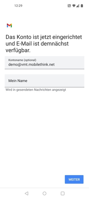 Geben Sie Ihrem Konto einen Namen und geben Sie Ihren Namen ein. Wählen Sie WEITER