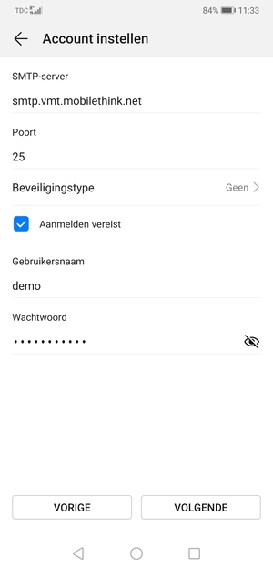 Voer Uitgaand serveradres in
