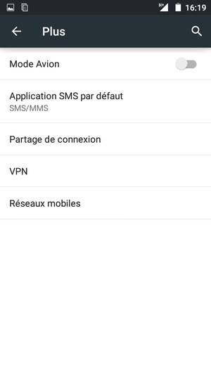 Sélectionnez Partage de connexion