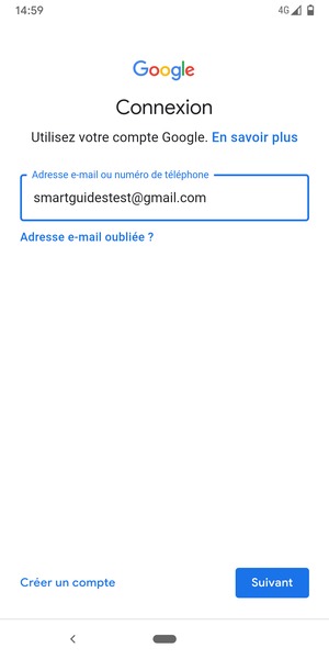 Saisissez votre adresse e-mail et sélectionnez Suivant