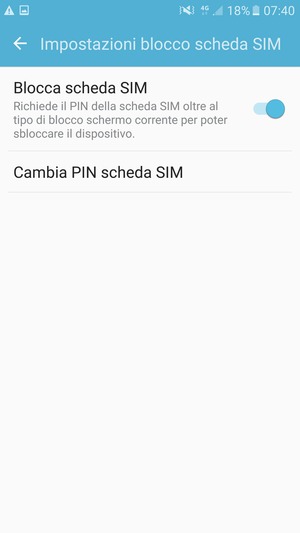 Seleziona Cambia PIN scheda SIM