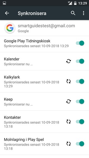 Din information kommer att synkroniseras