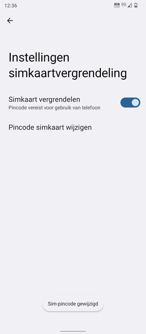 Uw Sim-pincode is gewijzigd