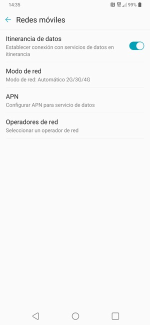 Activar o desactivar Itinerancia de datos