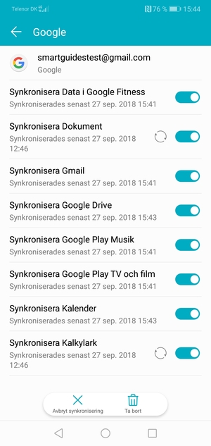 Din information kommer att synkroniseras