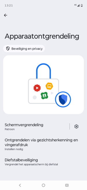 Uw telefoon is nu beveiligd met een schermvergrendeling