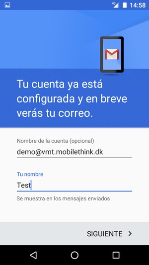 Déle a su cuenta un nombre y escriba su nombre. Seleccione SIGUIENTE
