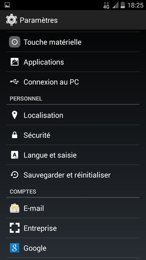 Faites défiler et sélectionnez Sécurité