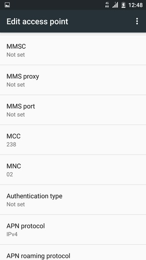 Scroll down and enter MMS information
