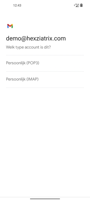 Selecteer Persoonlijk (POP3) of Persoonlijk (IMAP)