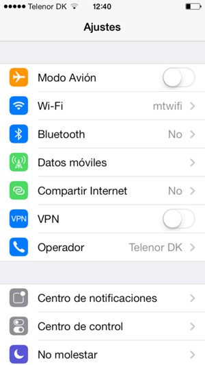 Seleccione Datos móviles
