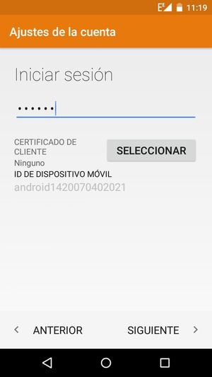 Introduzca su contraseña y seleccione SIGUIENTE
