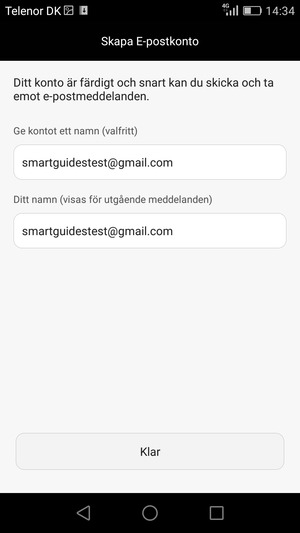 Ge ditt konto ett namn och ange ditt namn. Välj Klar