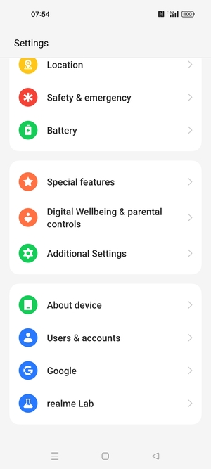 Scroll to and select About device