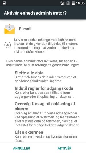 Vælg AKTIVÉR