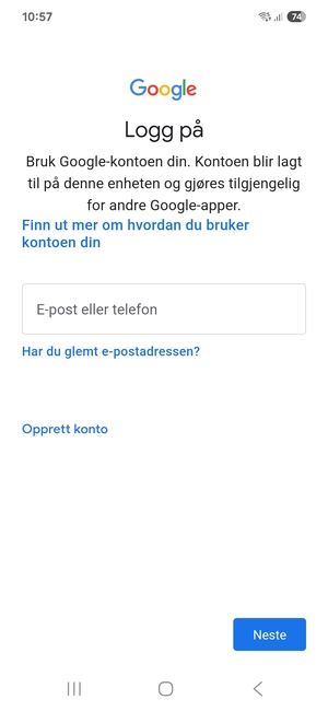 Skriv inn din Gmail-adresse og velg Neste