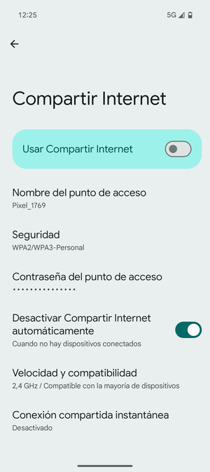 Seleccione Contraseña del punto de acceso
