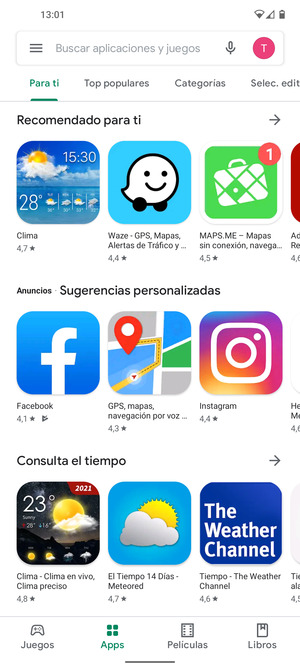 Seleccione la barra de Búsqueda