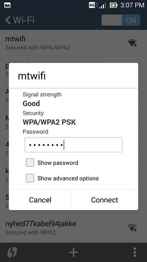 Enter the Wi-Fi password and select Connect