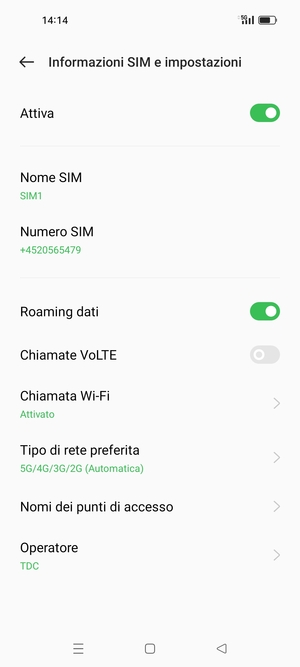 Attiva o disattiva Roaming dati