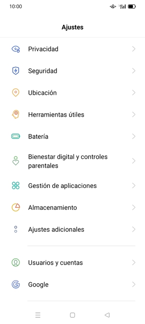 Desplácese y seleccione Seguridad