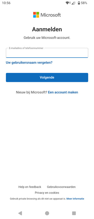 Voer uw Hotmail adres in en selecteer Volgende