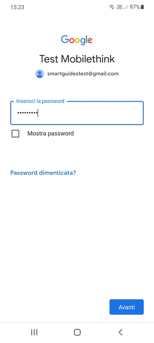 Inserisci la tua password di Gmail e seleziona Avanti