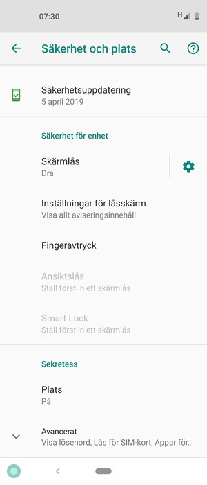Scrolla till och välj Plats