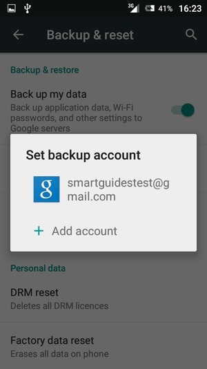 Select your backup account