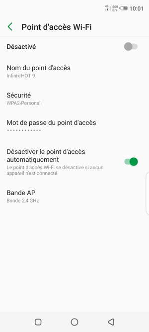 Sélectionnez Mot de passe du point d'accès