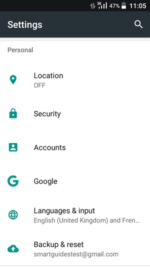 Scroll to and select Security