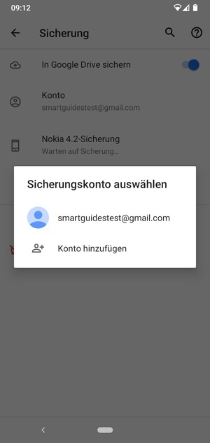 Wählen Sie Ihr Konto für Backup