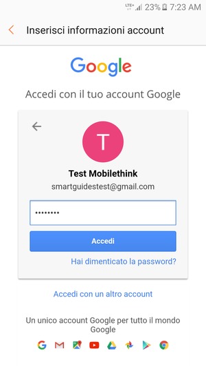 Inserisci la tua password di Gmail e seleziona Accedi