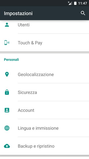 Scorri e seleziona Sicurezza