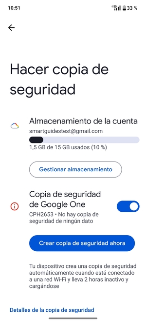Seleccione Almacenamiento de la cuenta