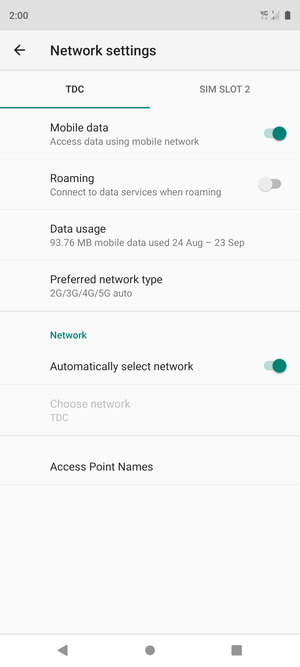 Select Public and Access Point Names
